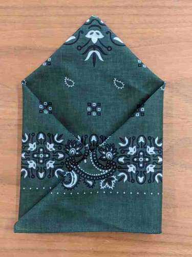 Wilsons Handkerchief - Green with Black and White Paisley