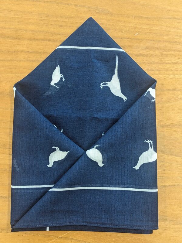 Handkerchief - Navy Blue White Game Birds
